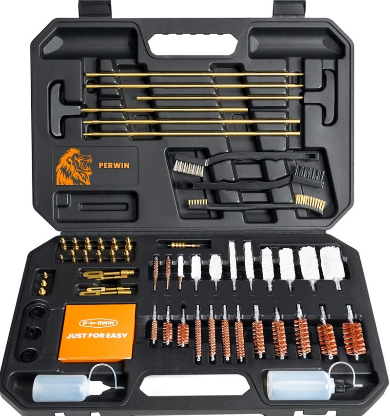 PERWIN Universal Gun Cleaning Kit for All Caliber Pistol Rifle Handgun Shotgun Hunting Cleaning Kit with Brass Rods and Tough Carrying Case, Gun Accessories Gifts for Men - Image 1
